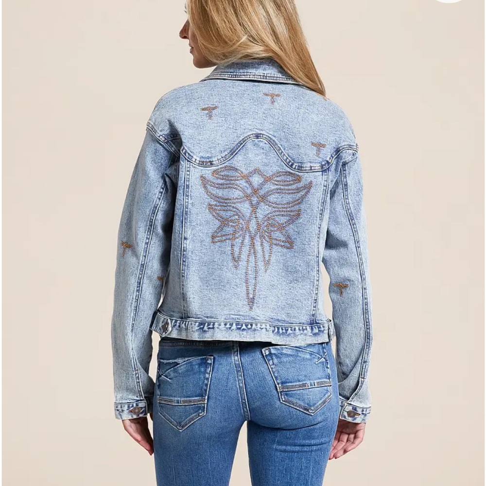 BLUEB Womens Western Denim Embroidered Jacket